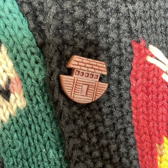 Vintage Granny Design Options AOP Noah’s Ark Sweater Wool Blend Size Large - Picture 4 of 7